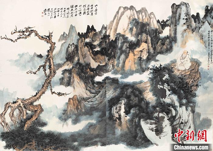 張大千《黃山奇松通景》。拍賣行供圖