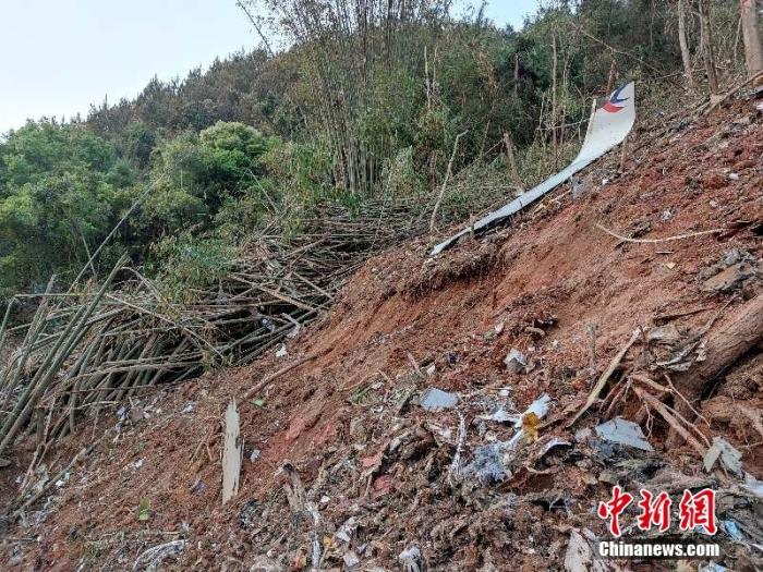 東航客機(jī)墜機(jī)現(xiàn)場(chǎng)。 通訊員 江懷鵬 武警廣西梧州支隊(duì)提供