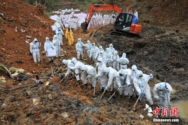 東航墜機(jī)救援現(xiàn)場：武警官兵分批次、分區(qū)域搜索