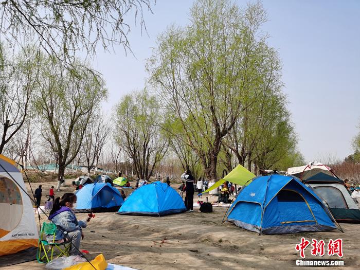 4月4日，眾多游客在北京溫榆河公園露營(yíng)。<a target='_blank' href='/' >中新網(wǎng)</a>記者 李金磊 攝