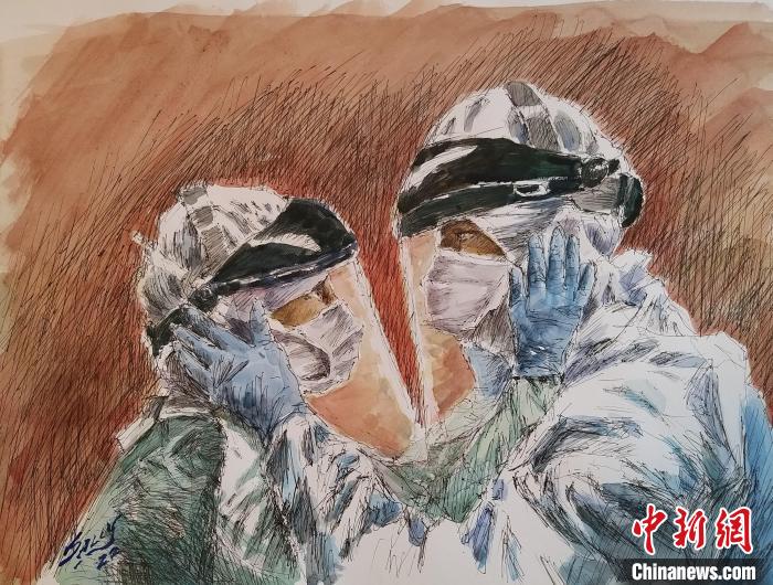 李瑞卿畫作《同舟共濟(jì)相扶持》。　藝術(shù)香港供圖