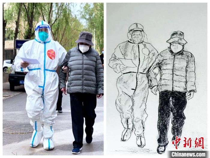 圖為一名“大白”攙扶著老人?！∏嗪Ｊ∽匀毁Y源廳 供圖