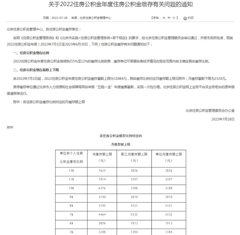 北京住房公積金管理中心網(wǎng)站信息截圖。
