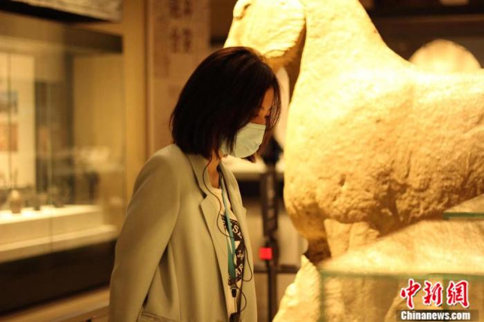 圖為席嘉怡在陜西歷史博物館參訪。