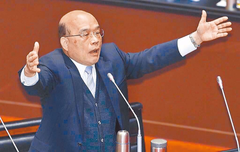 臺(tái)當(dāng)局行政機(jī)構(gòu)負(fù)責(zé)人蘇貞昌（圖）表示，“選罷法”修“法”符合民眾期待，卻引來島內(nèi)網(wǎng)友一面倒的批評(píng)。（中時(shí)資料照）圖片來源：臺(tái)灣“中時(shí)新聞網(wǎng)”.jpg
