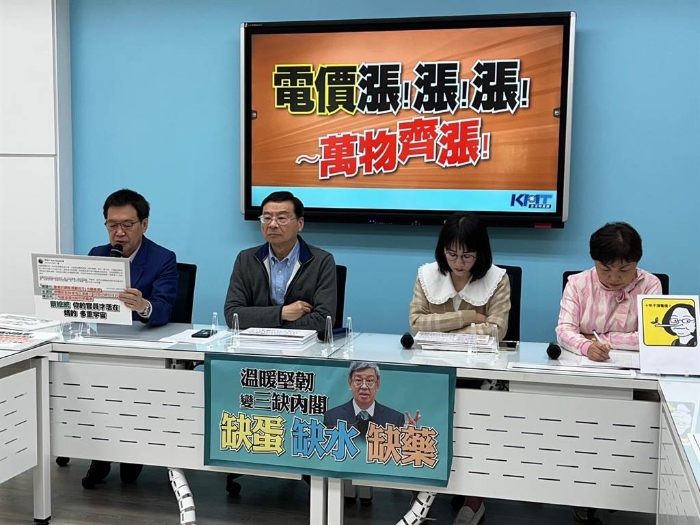 國民黨團20日召開“電價漲！漲！漲！～萬物齊漲！”記者會