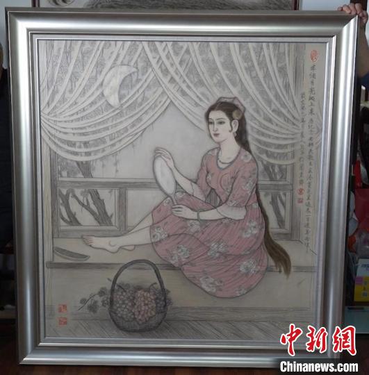 藺烈板刻線畫作品《半個月亮爬上來》?！∪诸?攝