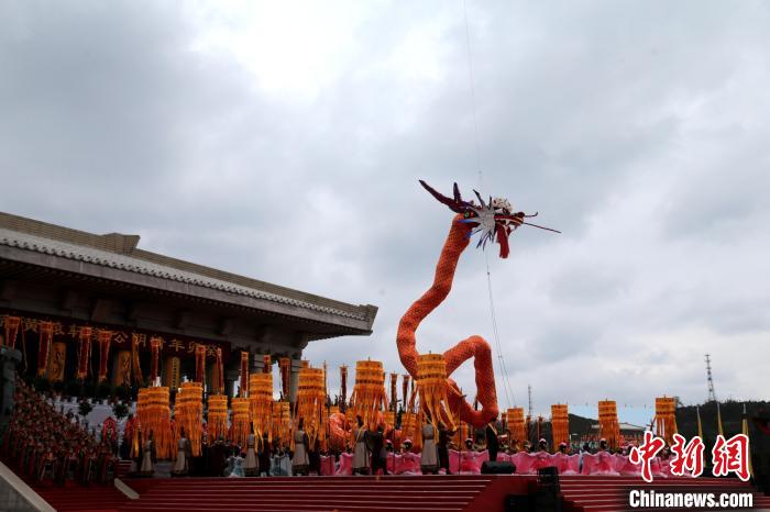 圖為癸卯（2023）年清明公祭軒轅黃帝典禮5日在陜西黃陵舉行。