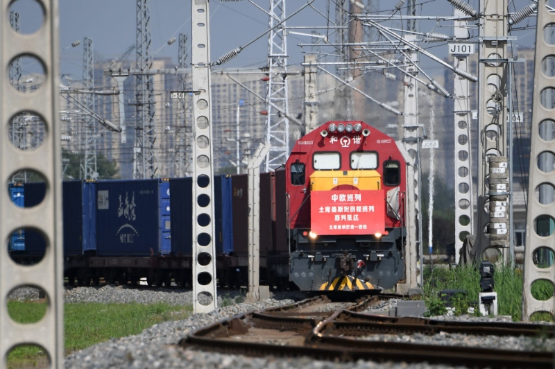 2022年8月31日，載有土庫曼斯坦甘草中藥材原料的中歐班列回程列車抵達西安國際港站。（圖源：新華網(wǎng)）