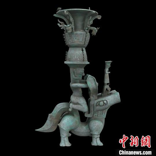 銅獸馱跪坐人頂尊銅像?！∷拇ㄊ∥奈锟脊叛芯吭汗﹫D