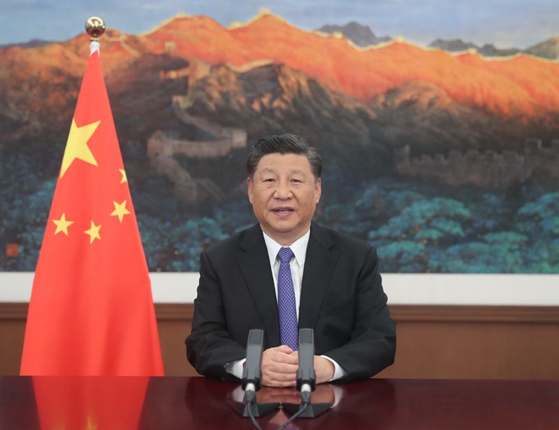 △2020年7月28日，習(xí)近平主席在亞洲基礎(chǔ)設(shè)施投資銀行第五屆理事會(huì)年會(huì)視頻會(huì)議開(kāi)幕式上致辭。
