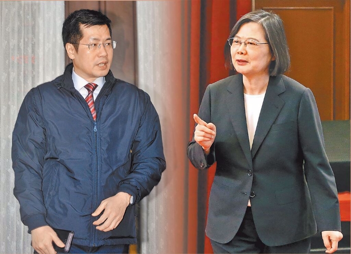 民進(jìn)黨民代羅致政(左)與臺(tái)灣地區(qū)領(lǐng)導(dǎo)人蔡英文(右)。（圖源：臺(tái)灣“中時(shí)新聞網(wǎng)”）
