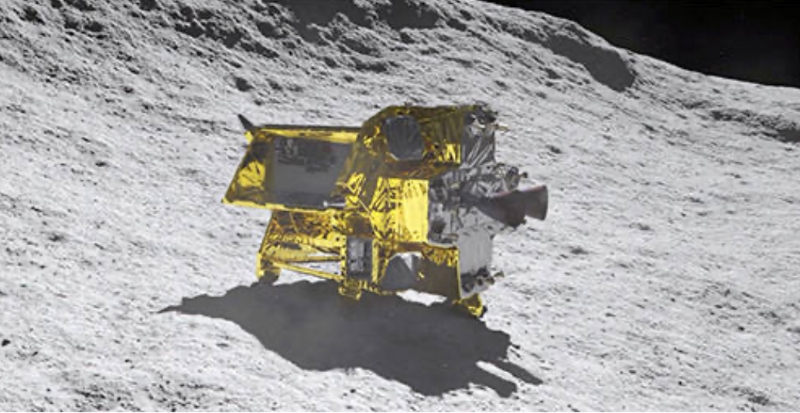 日本登月探測器SLIM月面著陸效果圖。(圖源：JAXA） 