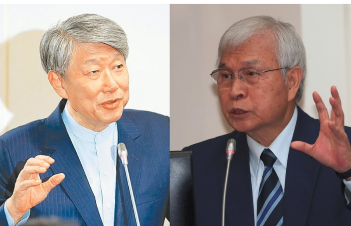 經(jīng)濟(jì)部長郭智輝(左) 央行總裁楊金龍