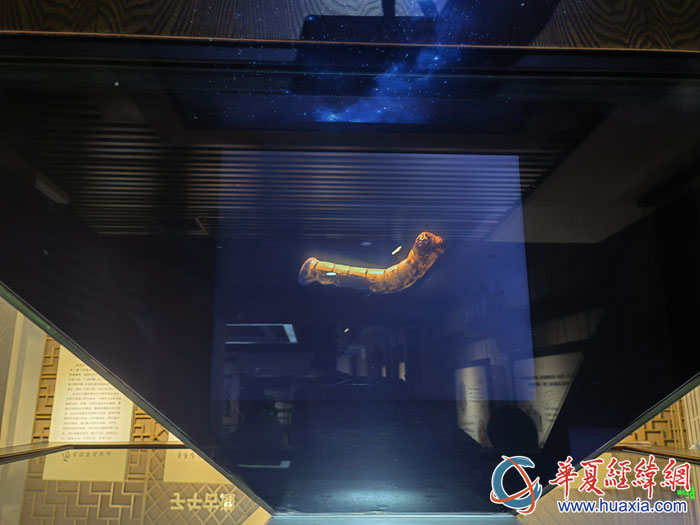 石泉縣鎏金銅蠶展覽館中，漢代鎏金蠶的動(dòng)畫展示。
