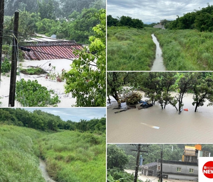 高雄市田寮區(qū)淹水災(zāi)情慘重，房子幾乎快被滅頂