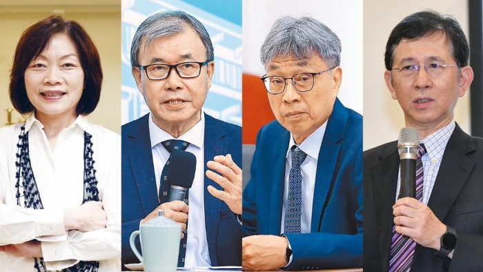 圖片由左至右分別為勞動(dòng)部長(zhǎng)何佩珊、教育部長(zhǎng)鄭英耀、農(nóng)業(yè)部長(zhǎng)陳駿季以及數(shù)發(fā)部長(zhǎng)黃彥男